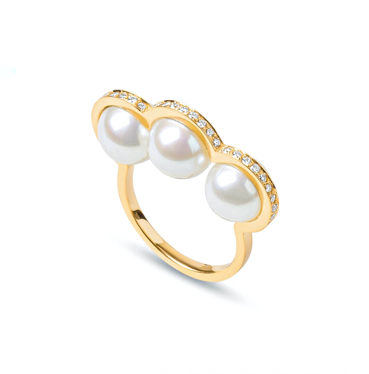 La Réserve - Bague en or jaune, diamants et perles blanches