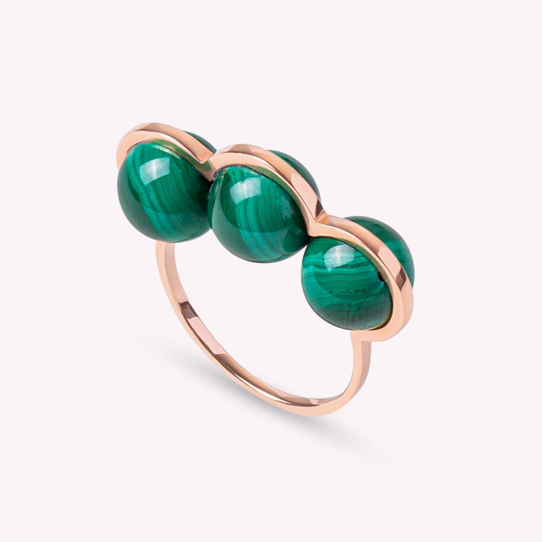 La Réserve - Bague en or rose et malachites