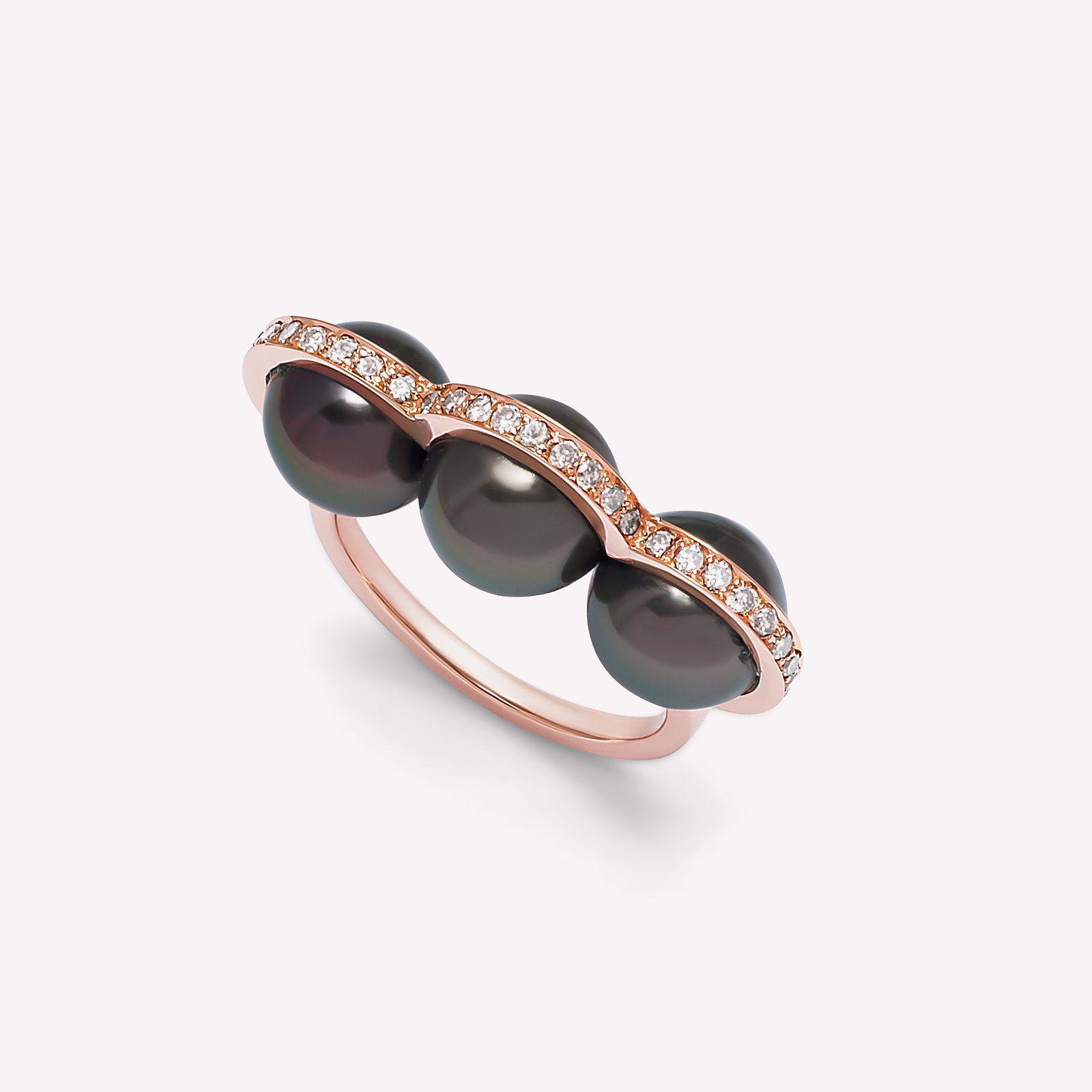 La Réserve - Bague en or rose, diamants et perles de Tahiti