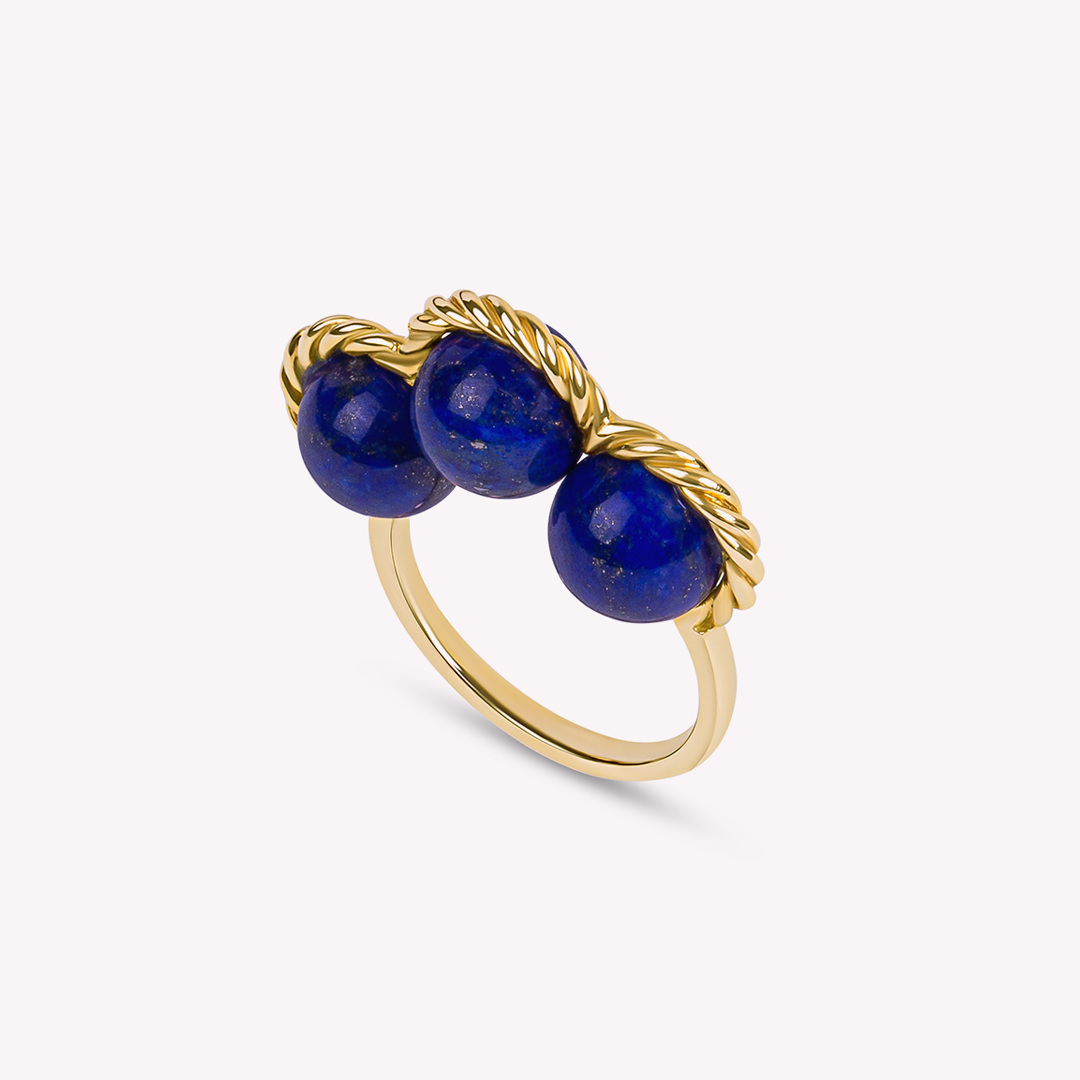Riviera - Bague en or jaune et lapis lazuli