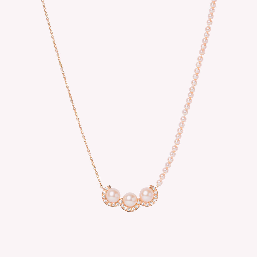 La Réserve - Collier en or Rose diamants et perles de culture