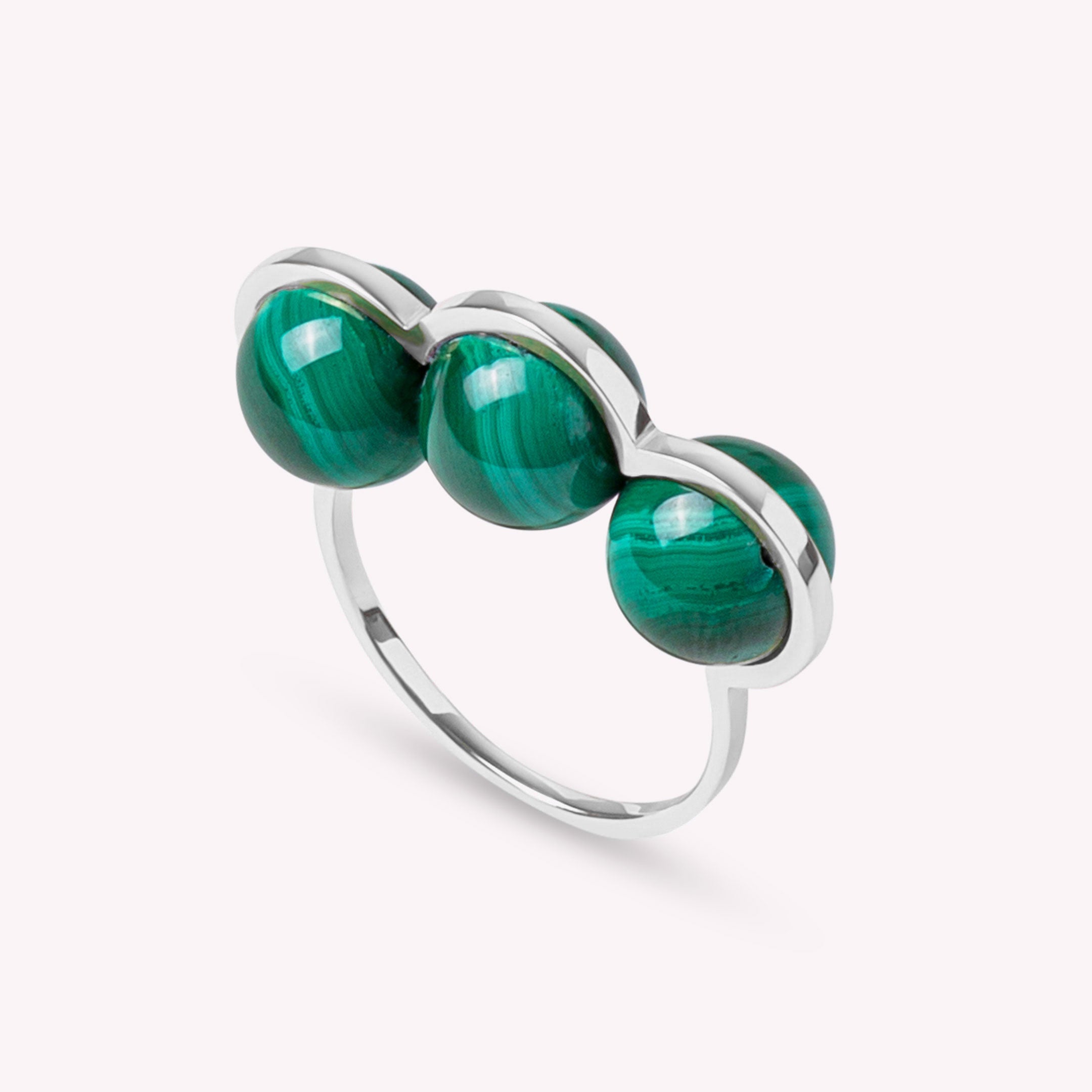 La Réserve - Bague en or rose et malachites