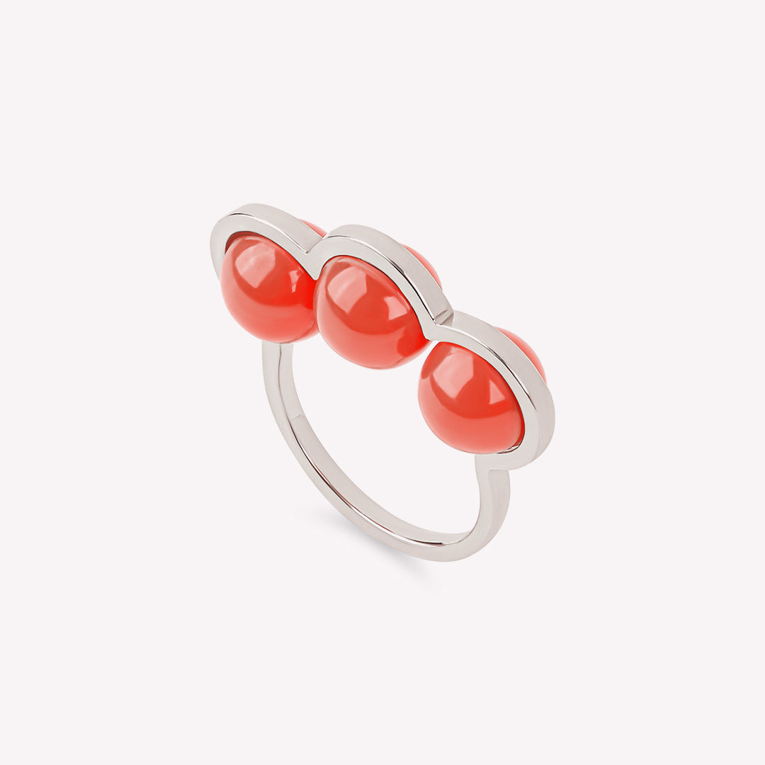 La Réserve - Bague en or jaune et perles corail
