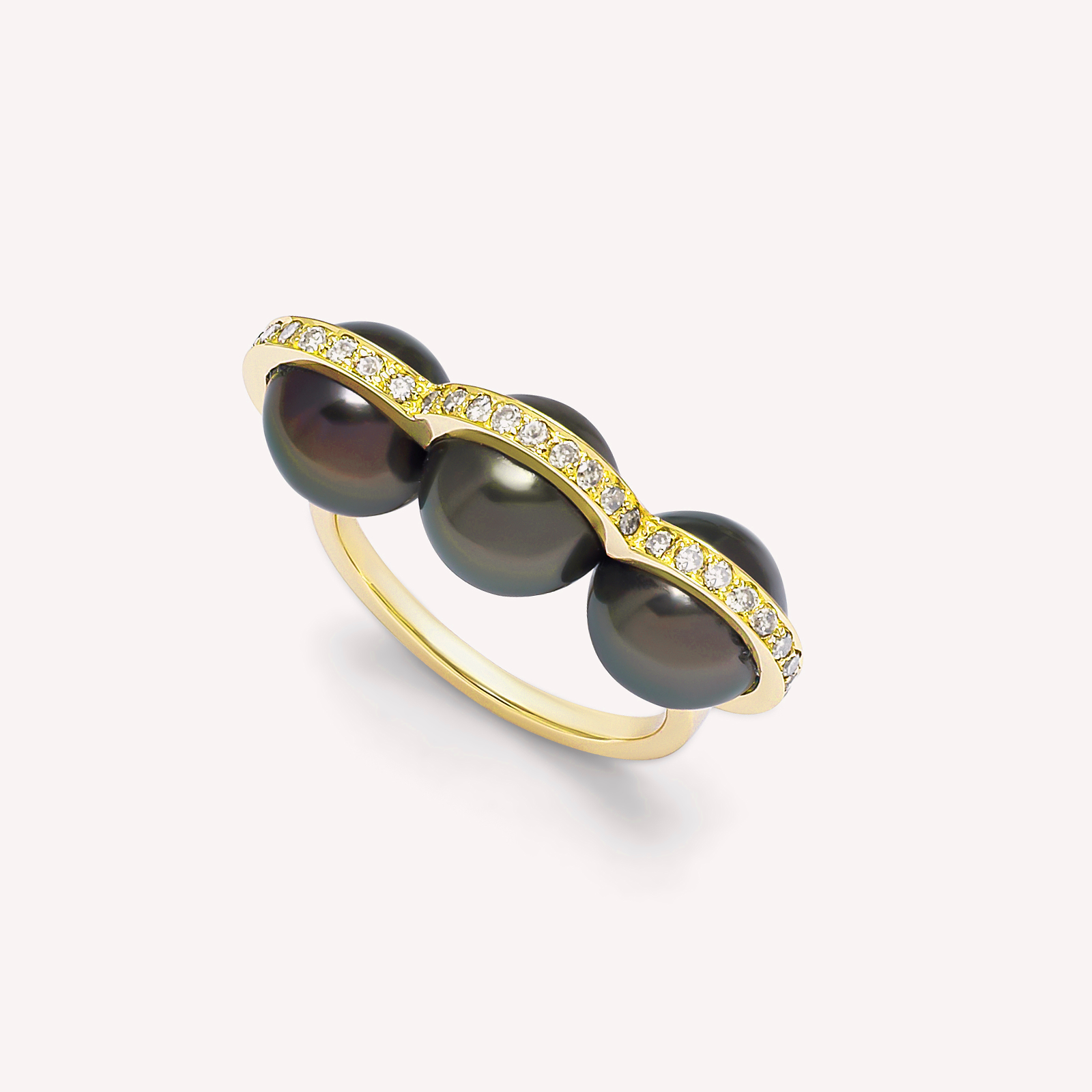 La Réserve - Bague en or rose, diamants et perles de Tahiti