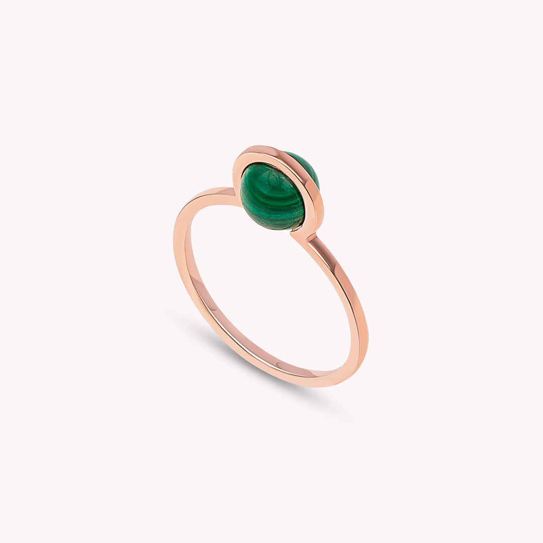 Ruhl - Bague en or rose et malachite