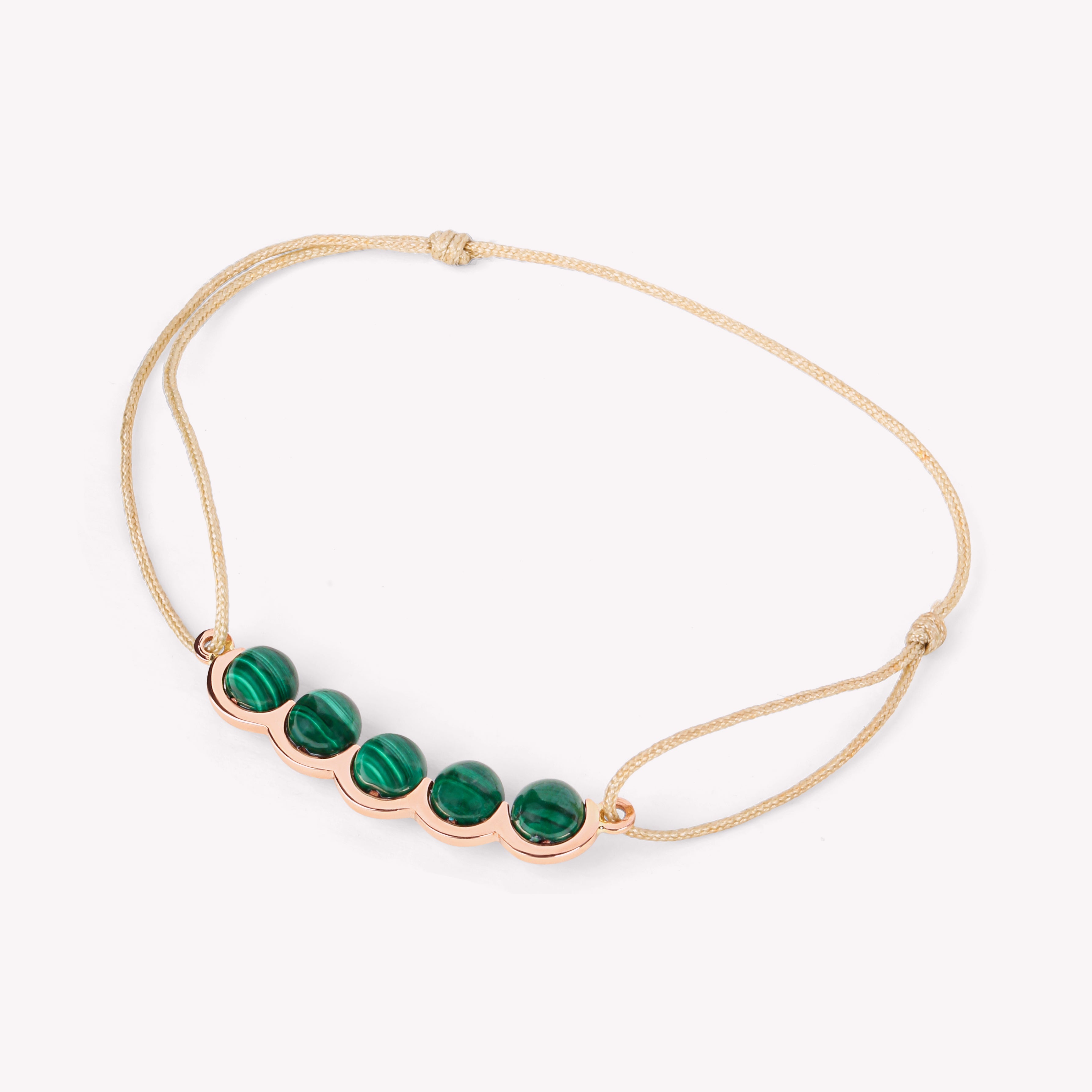 Coco Beach - Lien en or rose et malachites