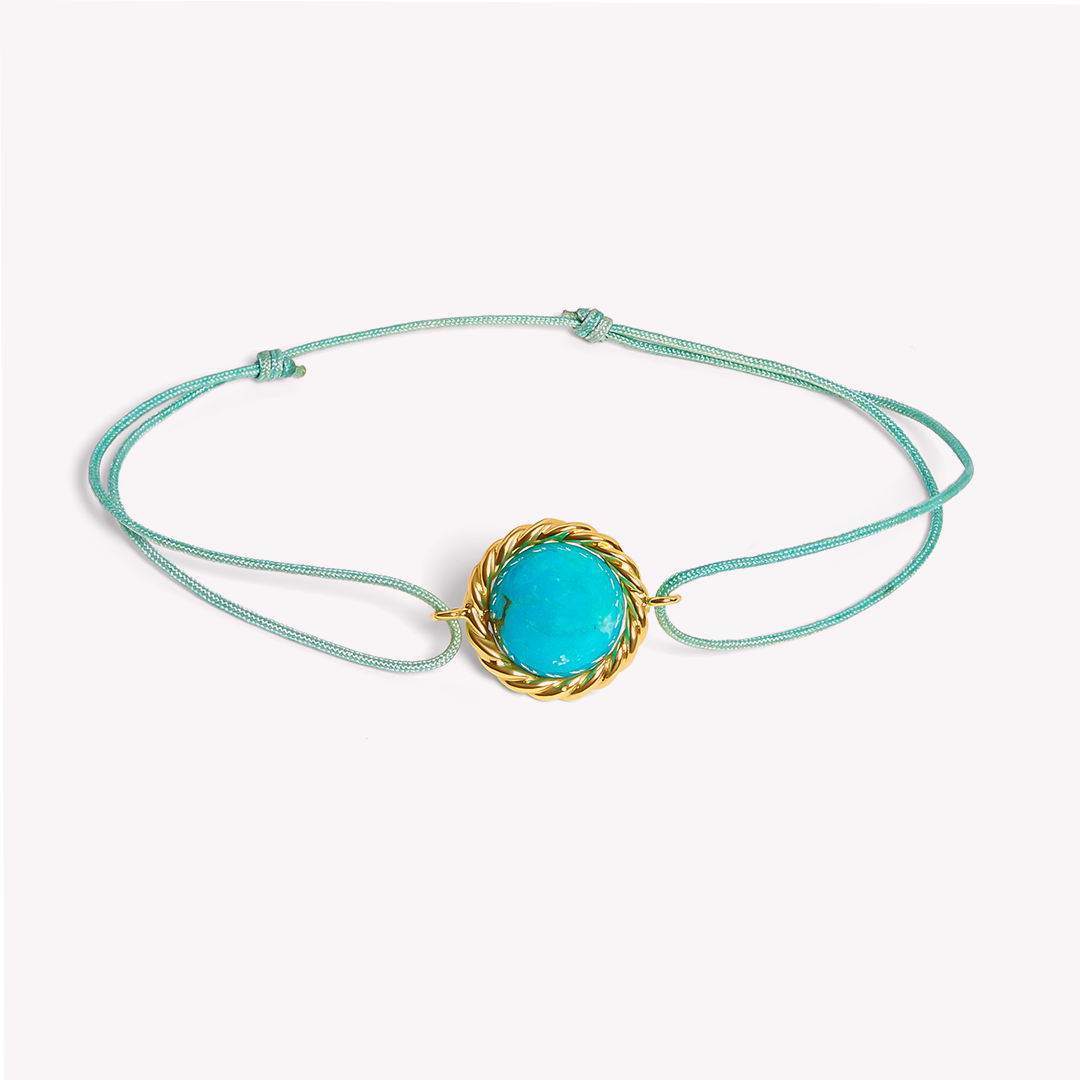 Riviera - Lien en or jaune et turquoise