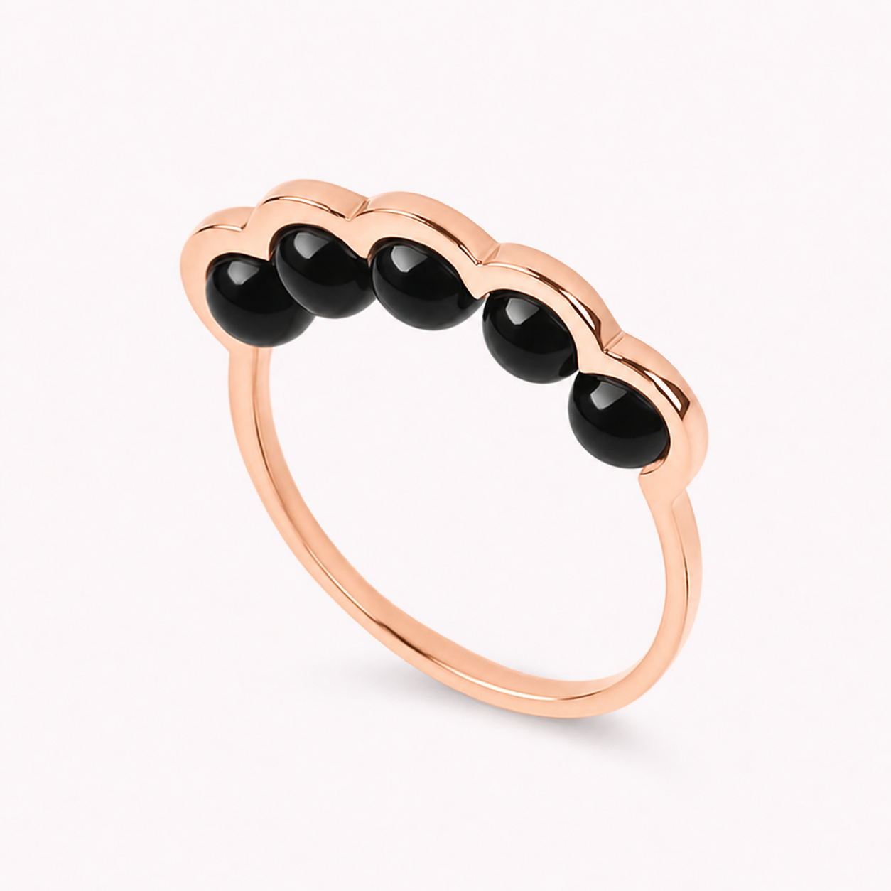 Coco Beach - Bague en or gris et perles onyx