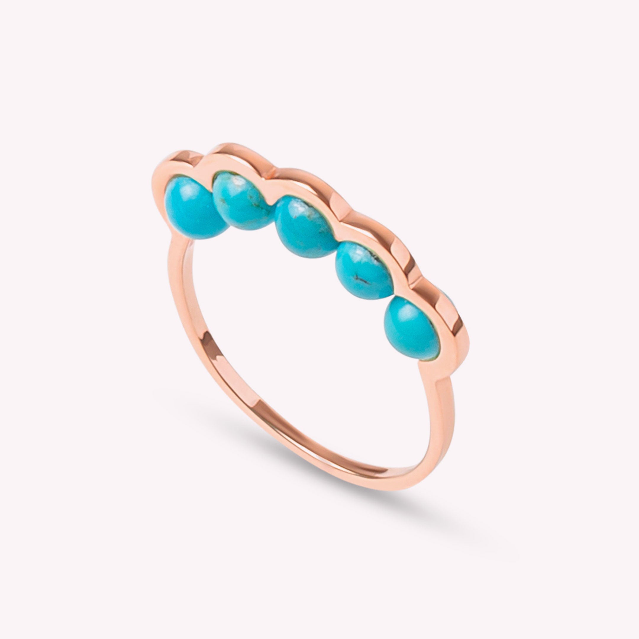 Coco Beach - Bague en or jaune et perles turquoise