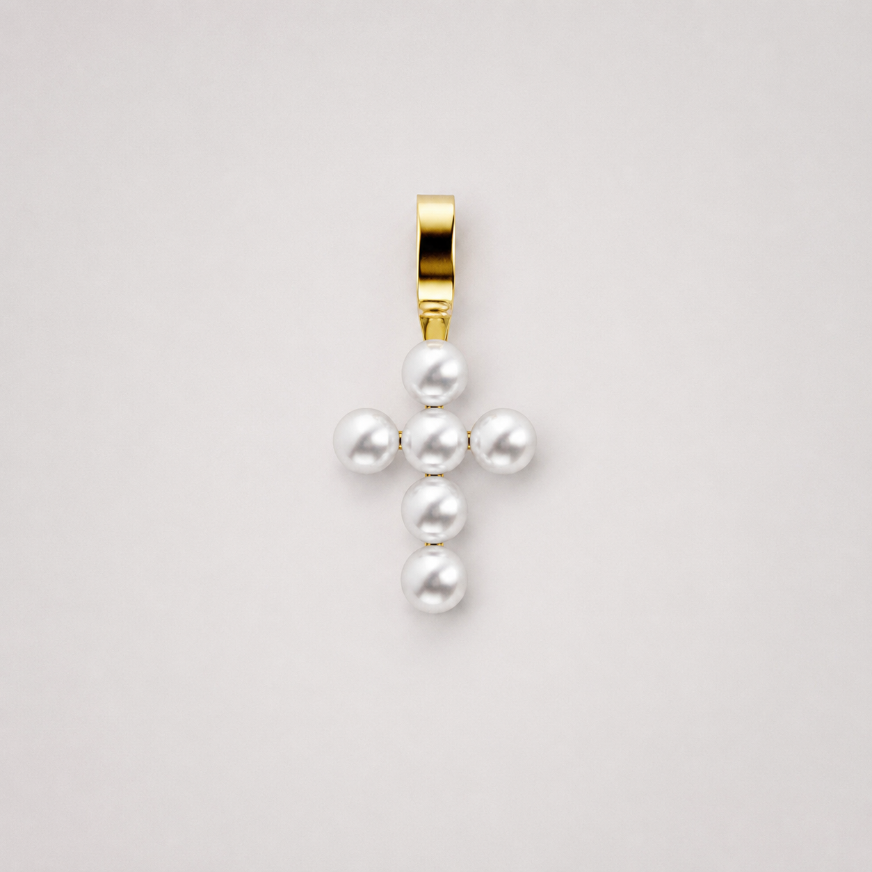 Pendentif petite croix en or et perles de culture