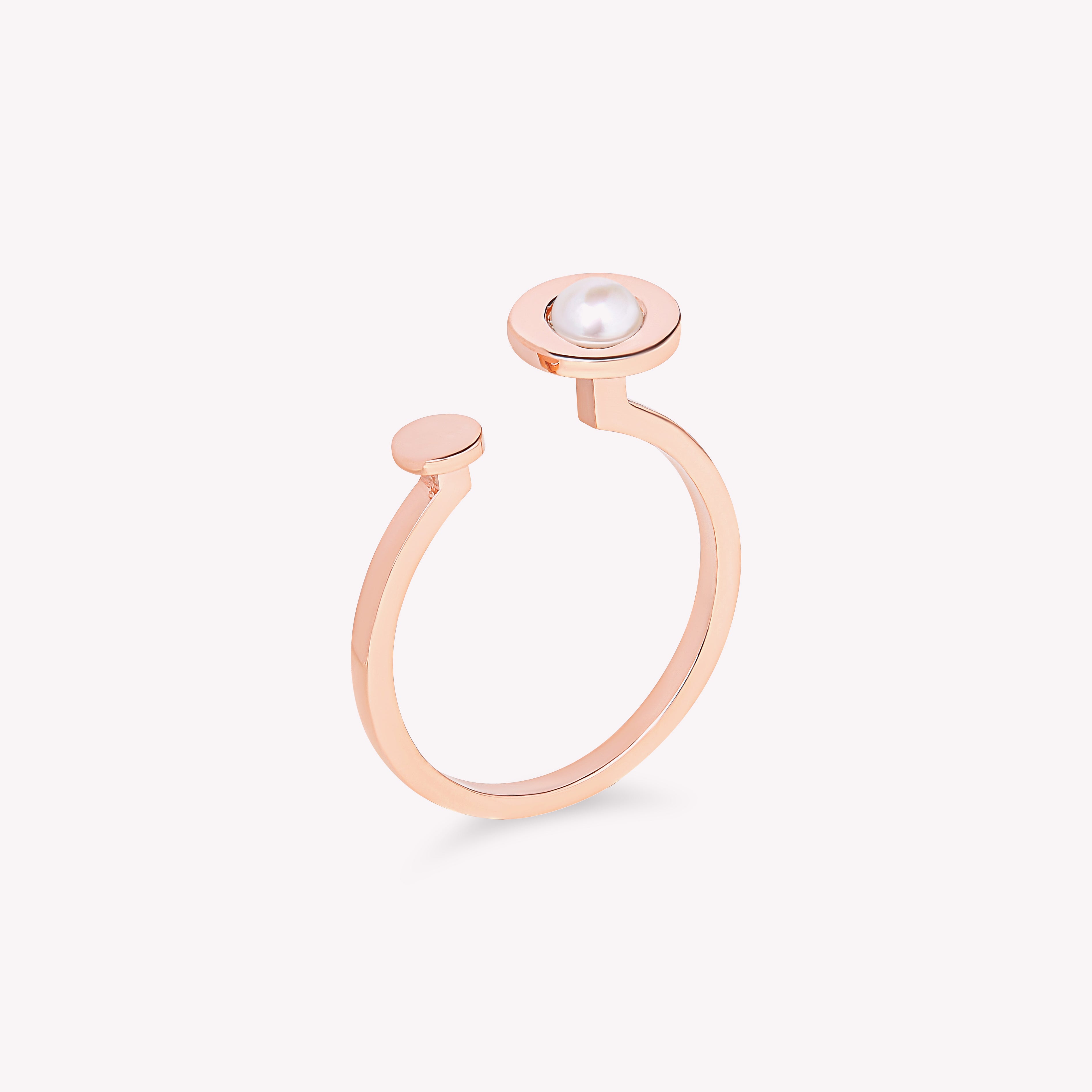 Pinède – Les Mugo – Bague duo en or jaune et perles blanches