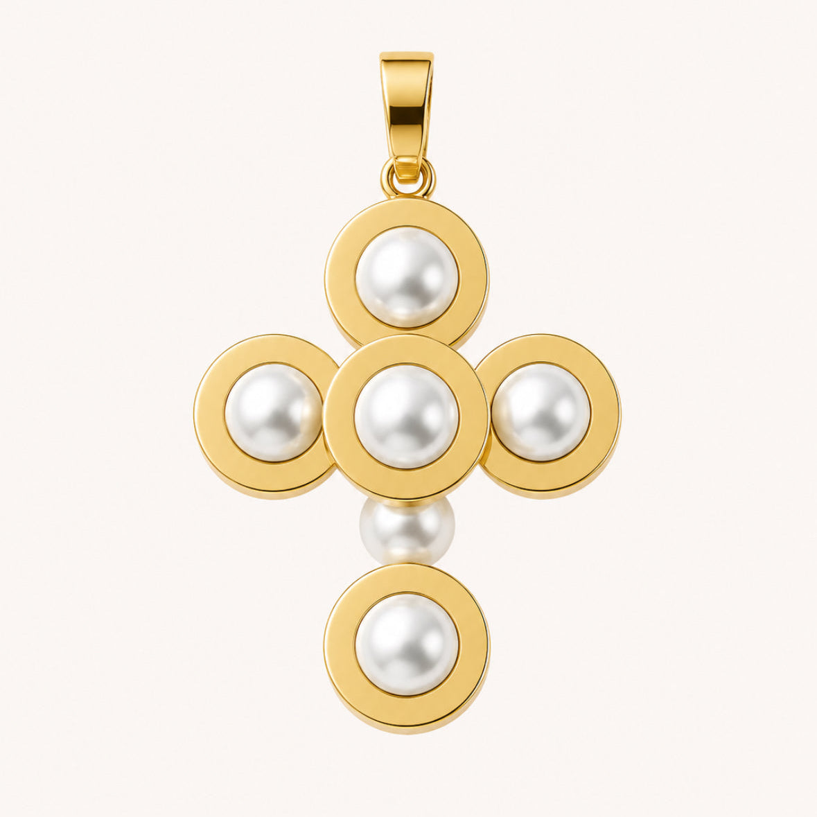 Pendentif Croix Moi en or et perles de culture