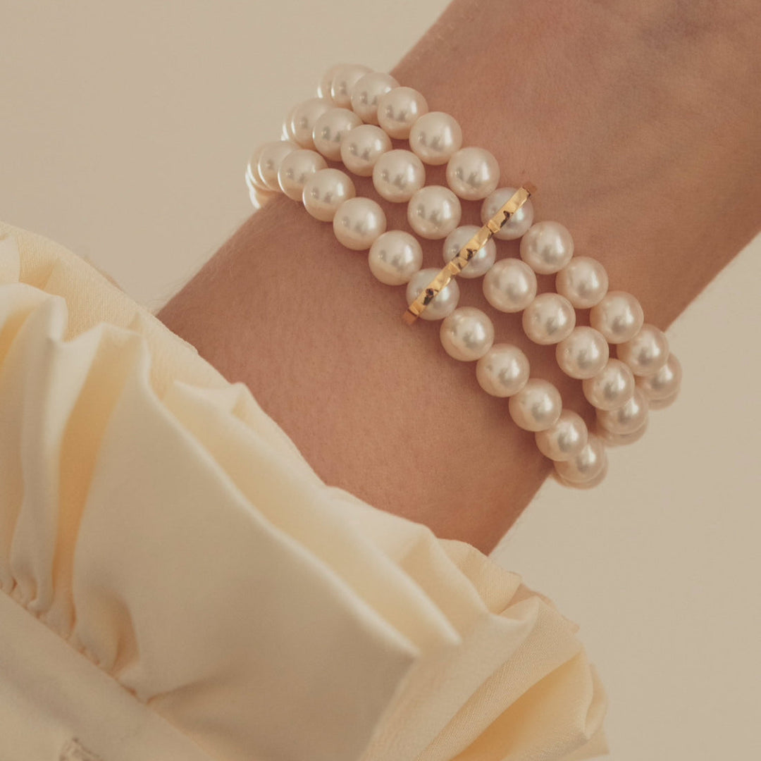 La Réserve - Bracelet trois rangs - Perles de culture blanches