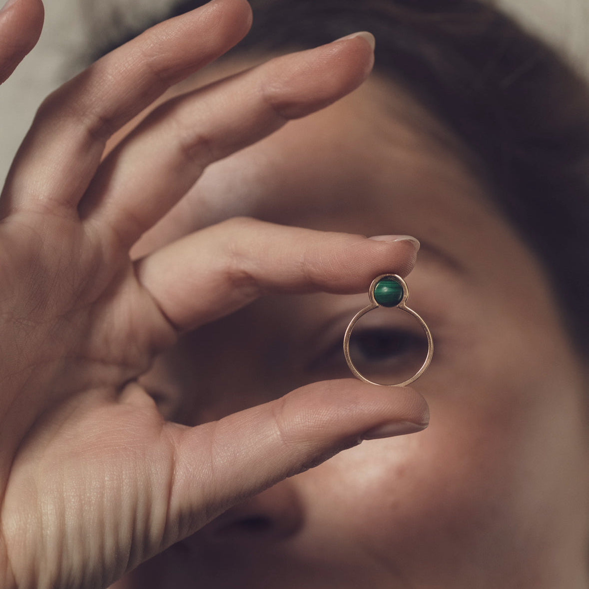 Ruhl - Bague en or rose et malachite