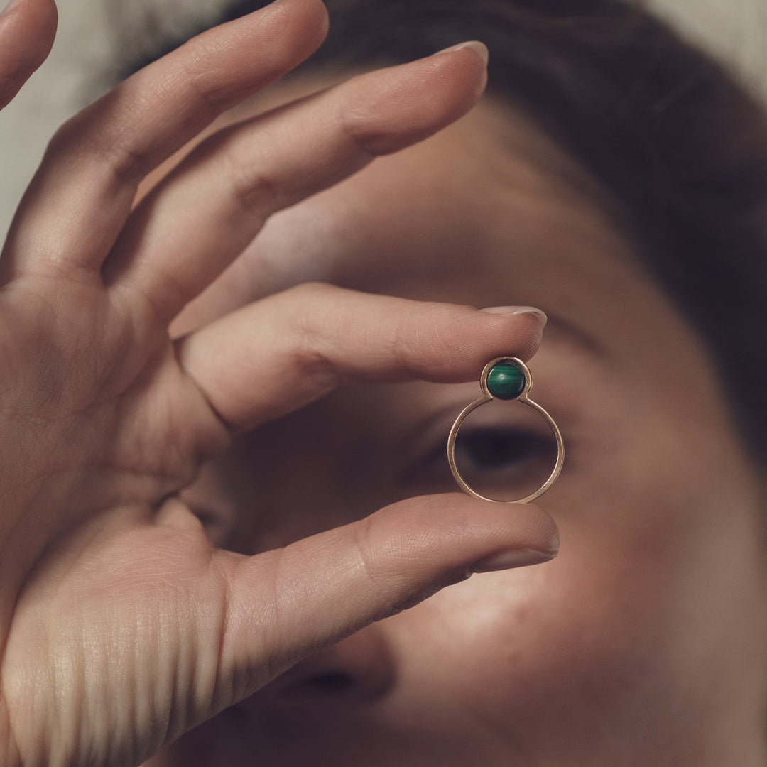 Ruhl - Bague en or rose et malachite