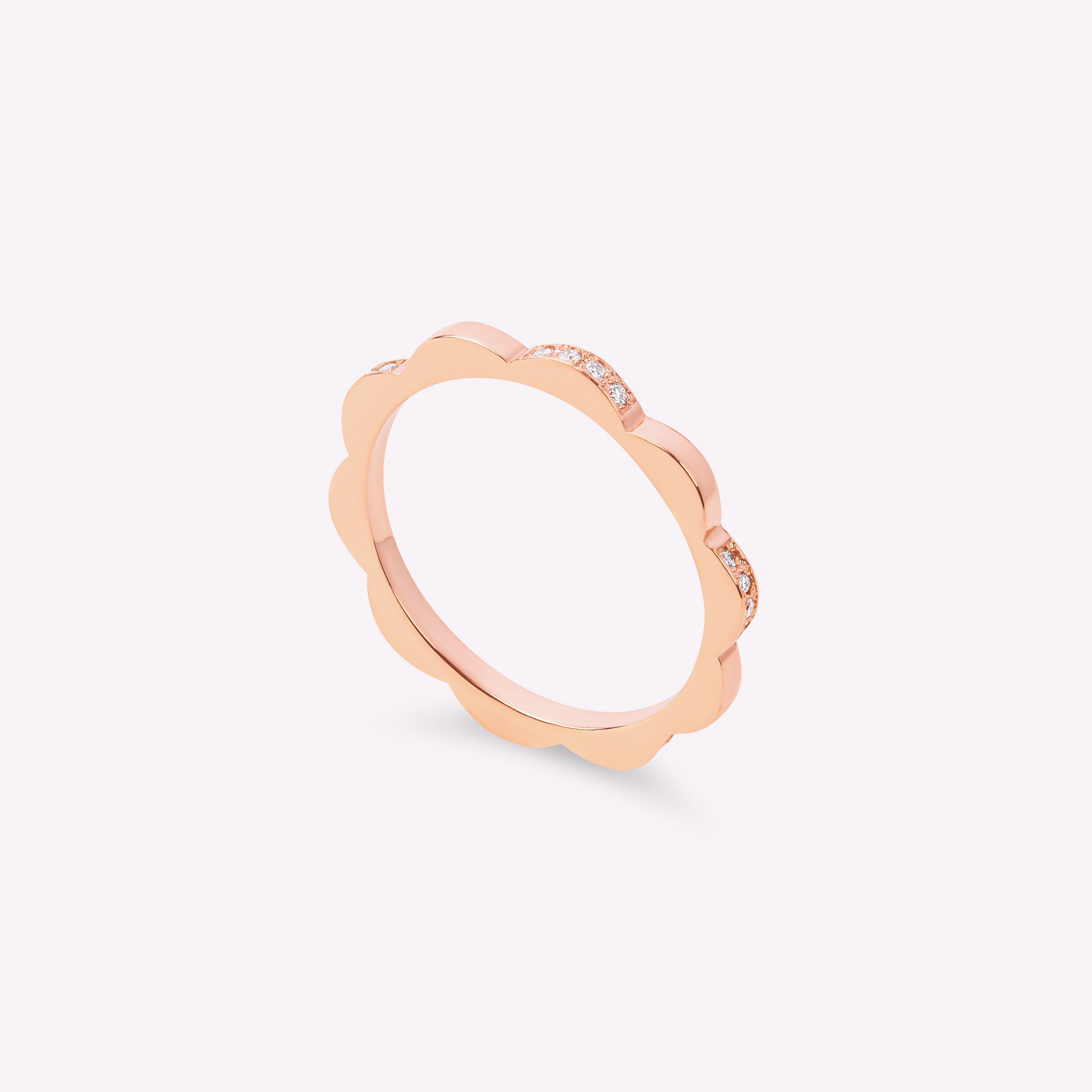 La Vague - Bague en or rose et diamants