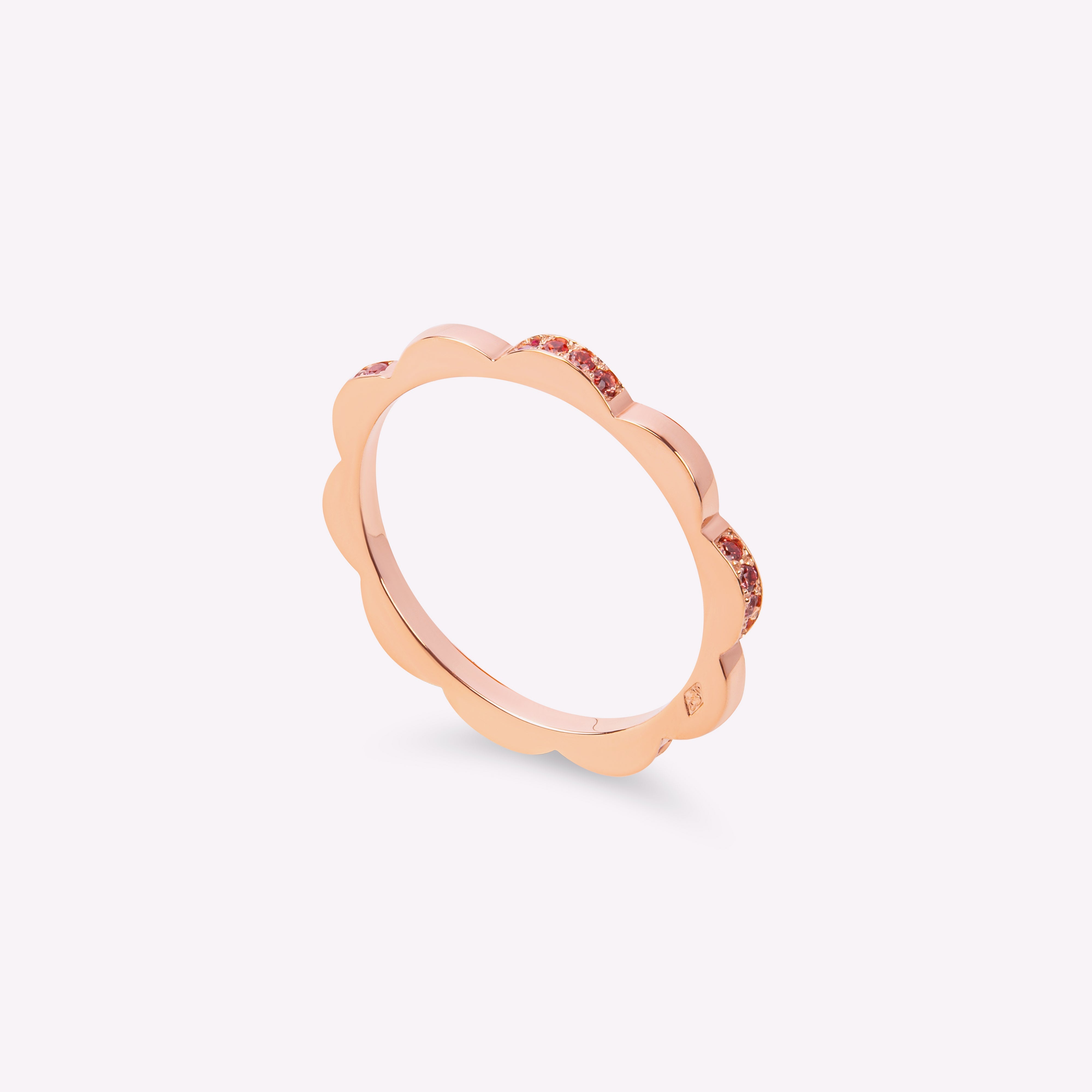 La Vague - Bague en or rose et saphirs oranges