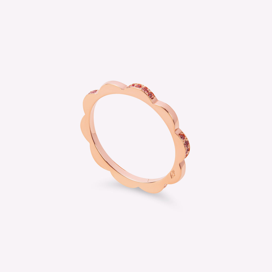 The Wave - Rose gold and orange sapphire ring