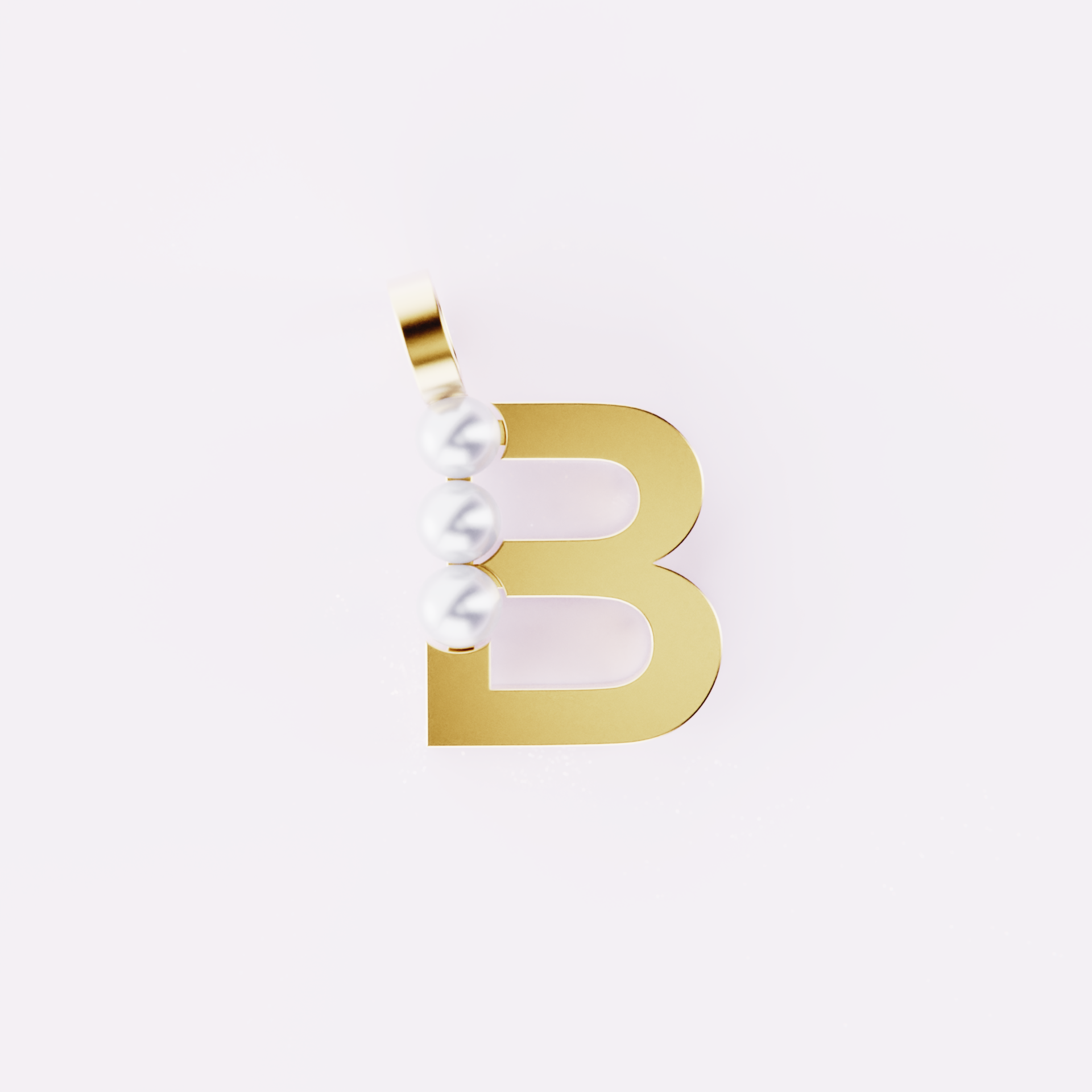 Lettre B - Pendentif en or et perles de culture blanches