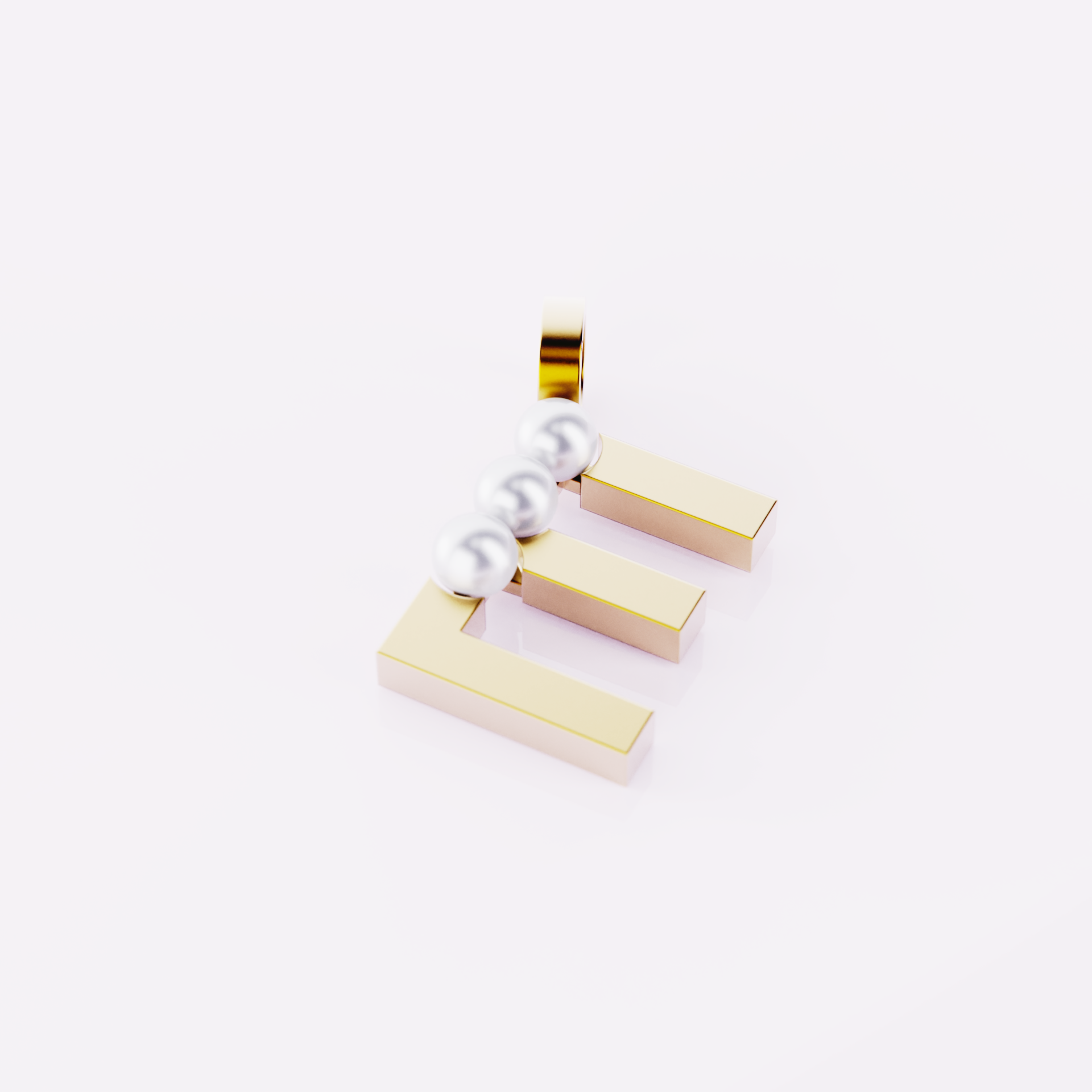 Lettre E - Pendentif en or et perles de culture blanches