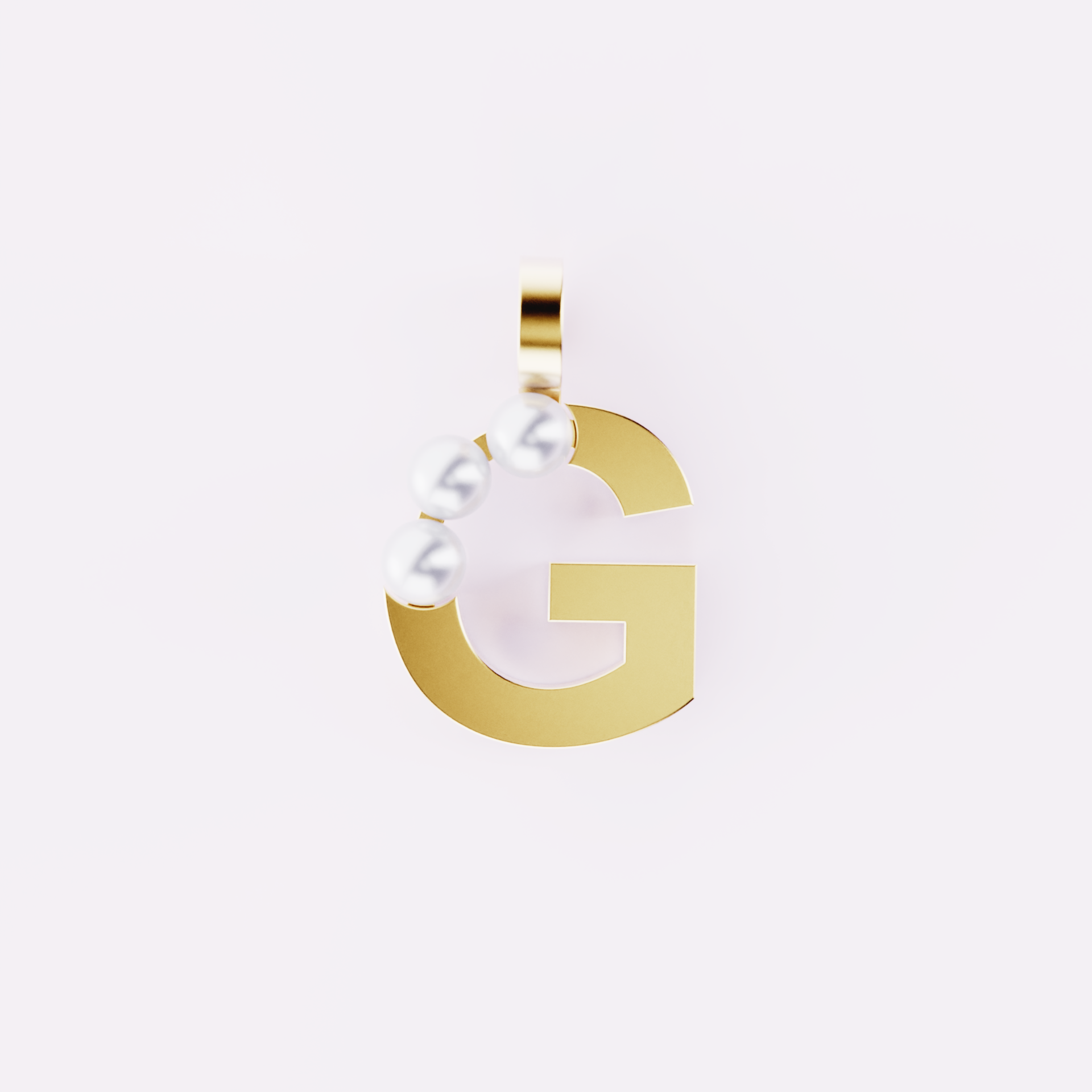 Lettre G - Pendentif en or et perles de culture blanches