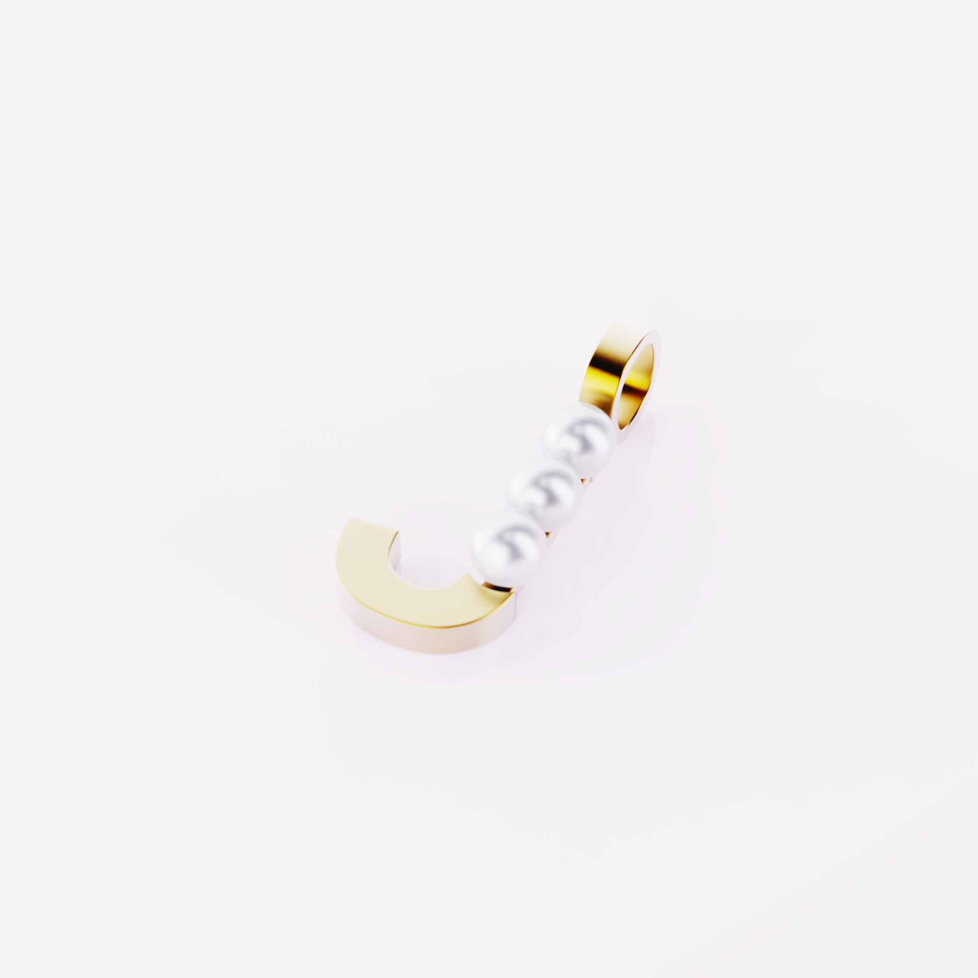 Lettre J - Pendentif en or et perles de culture blanches