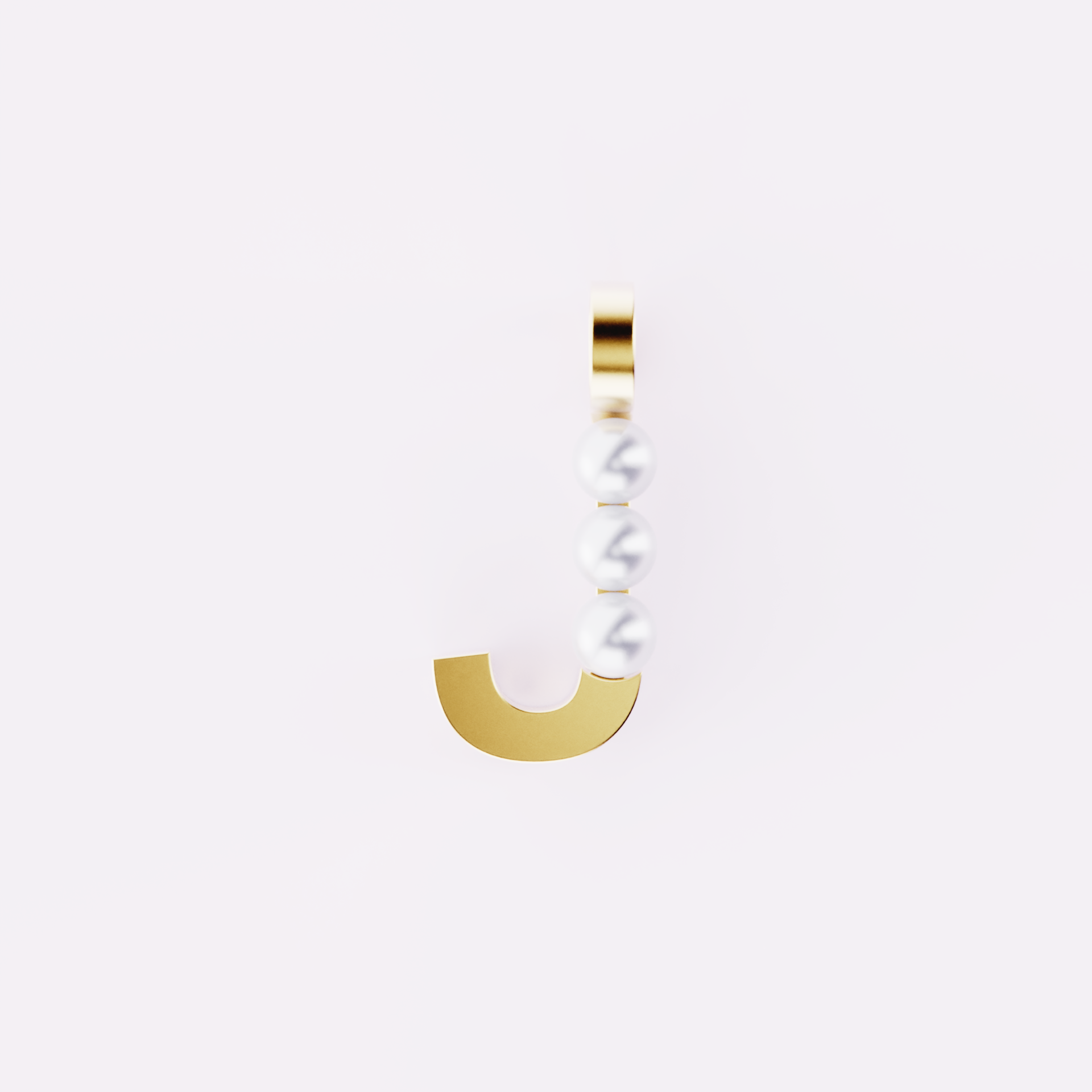 Lettre J - Pendentif en or et perles de culture blanches