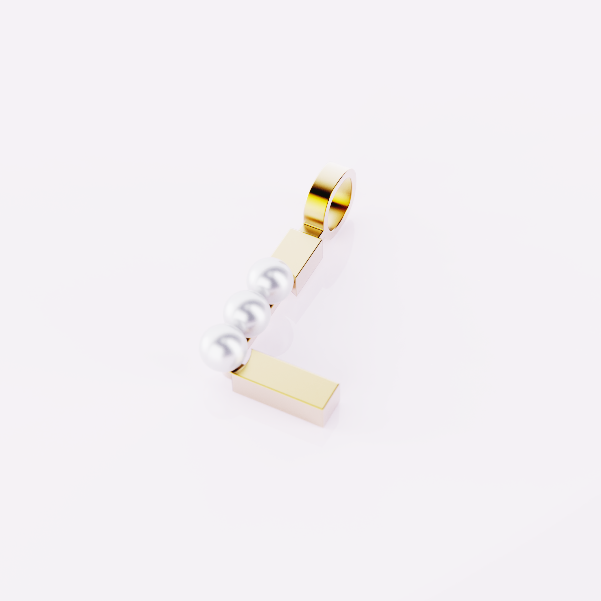 Lettre L - Pendentif en or et perles de culture blanches