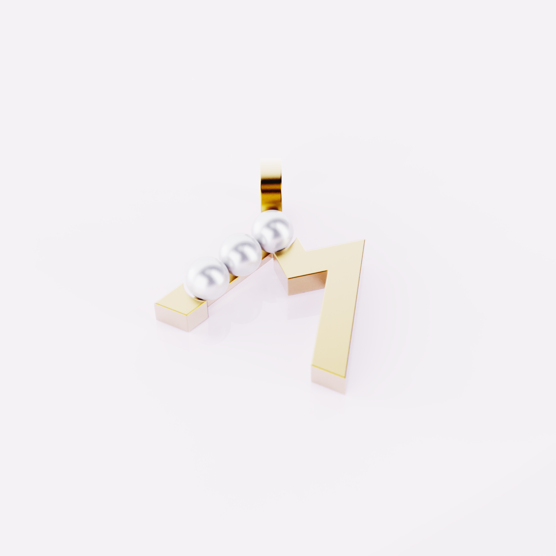 Lettre M - Pendentif en or et perles de culture blanches