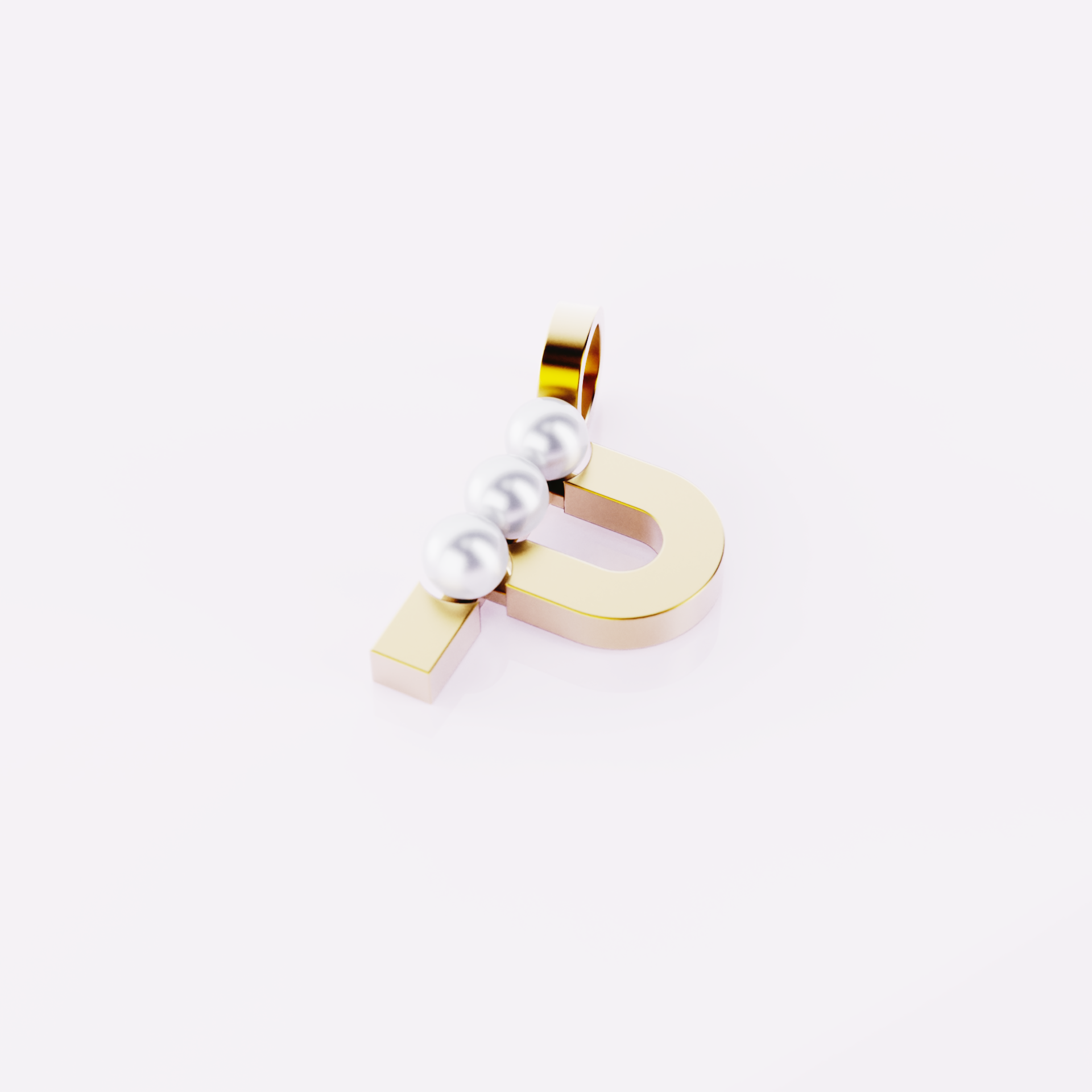 Lettre P - Pendentif en or et perles de culture blanches