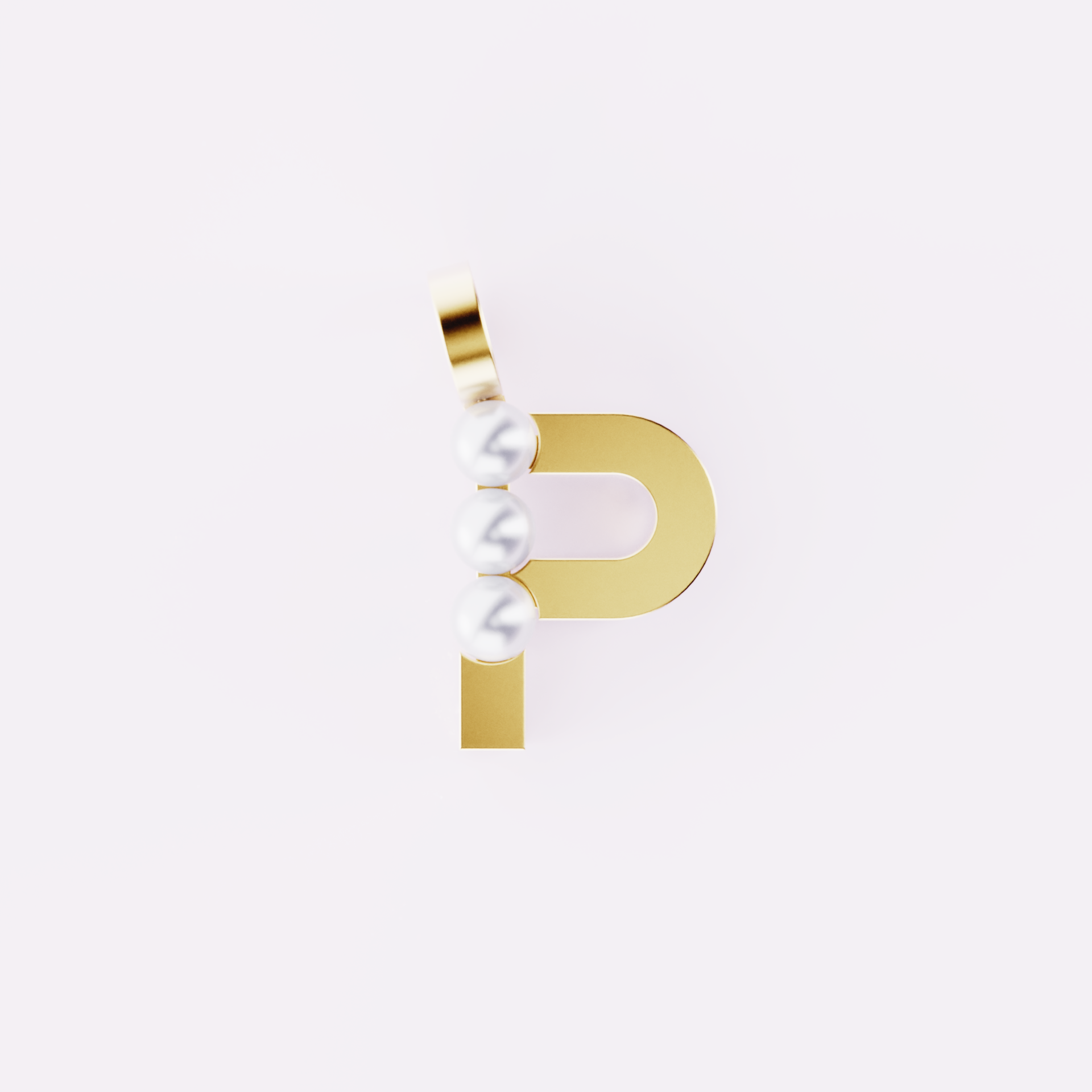 Lettre P - Pendentif en or et perles de culture blanches