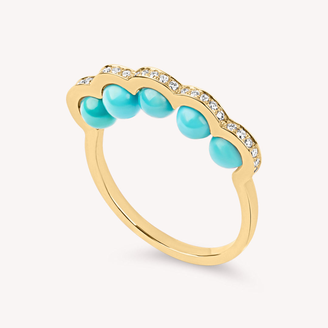 Coco Beach - Yellow gold, diamond and turquoise pearl ring