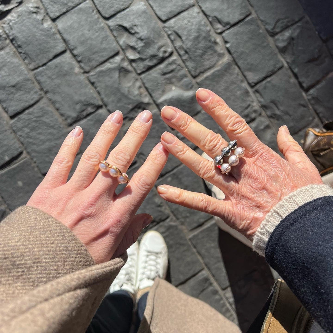 La Réserve - Ring in white gold, diamonds and Tahitian pearls