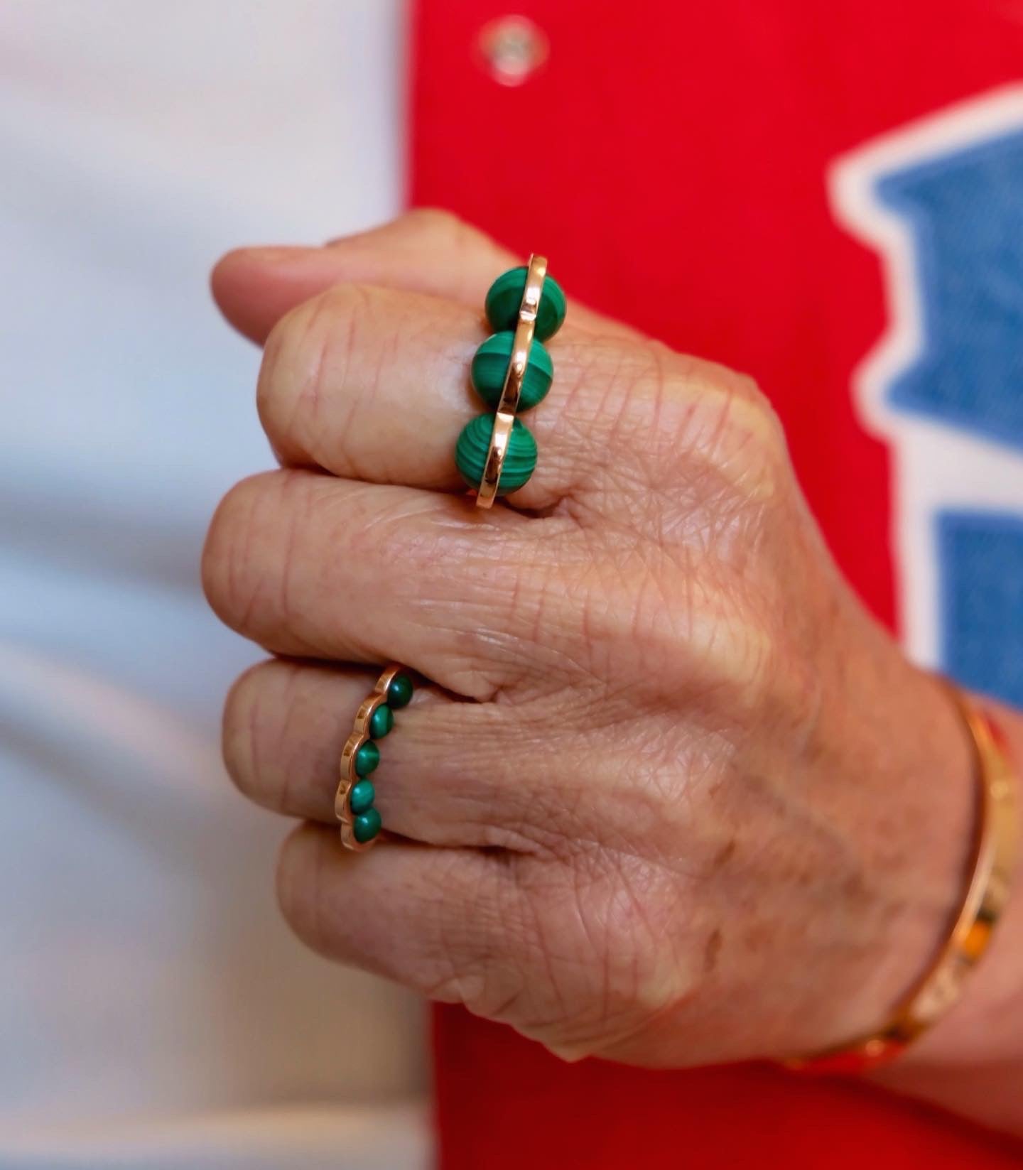 La Réserve - Bague en or rose et malachites