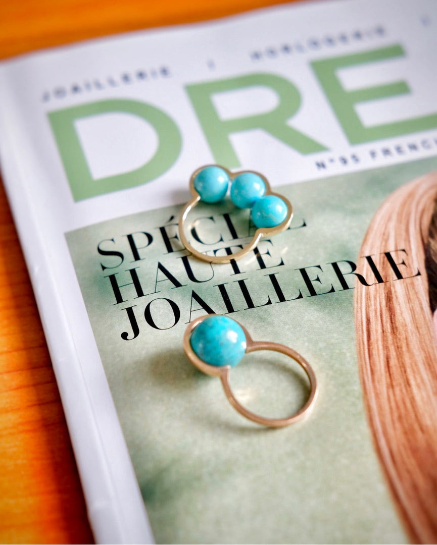 Le Plongeoir - Bague en Or jaune et perle blanche