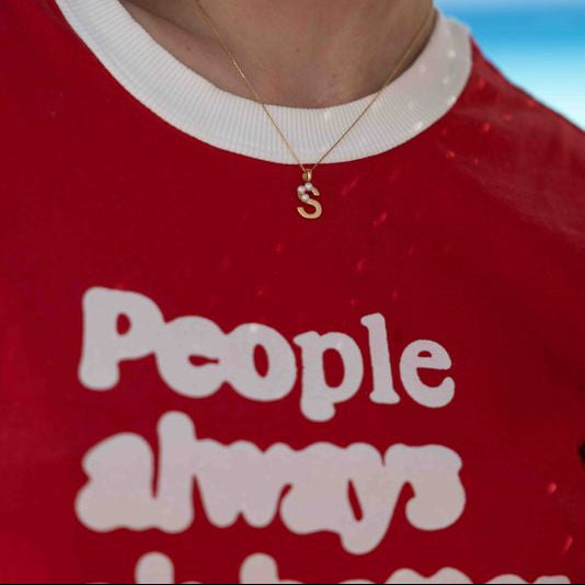 Lettre S - Pendentif en or et perles de culture blanches