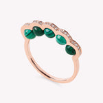 Charger l&#39;image dans la galerie, Coco beach -  Bague or rose diamants et malachites
