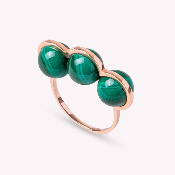 La Réserve - Bague en or rose et malachites