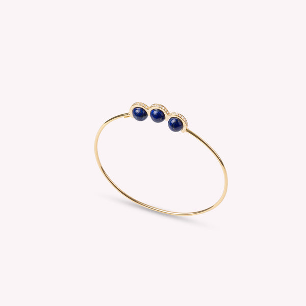 La Réserve - Jonc en or jaune, diamants et Lapis Lazuli
