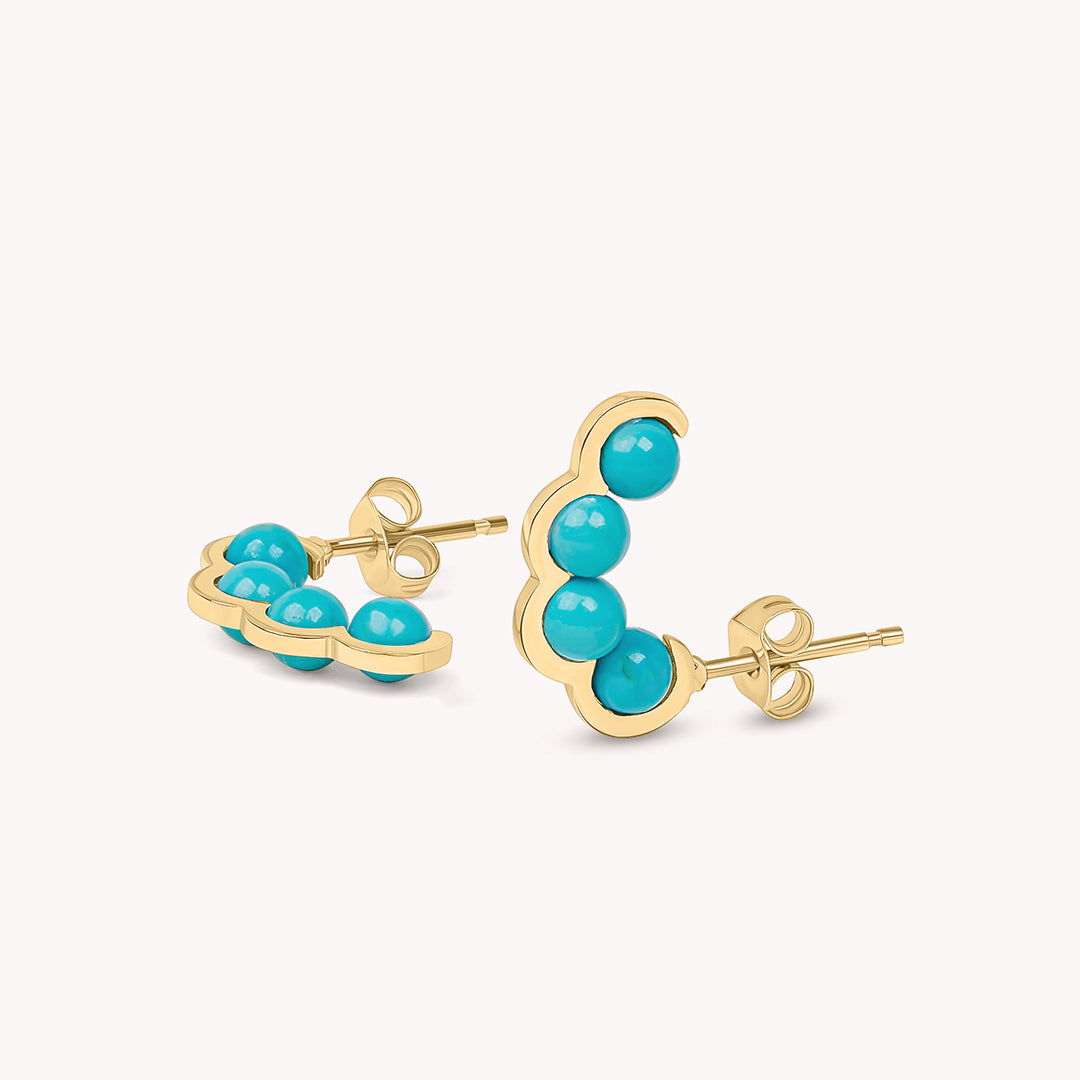 Coco Beach - Boucle d'oreille en or jaune et perles turquoises - Vendue à l'unité