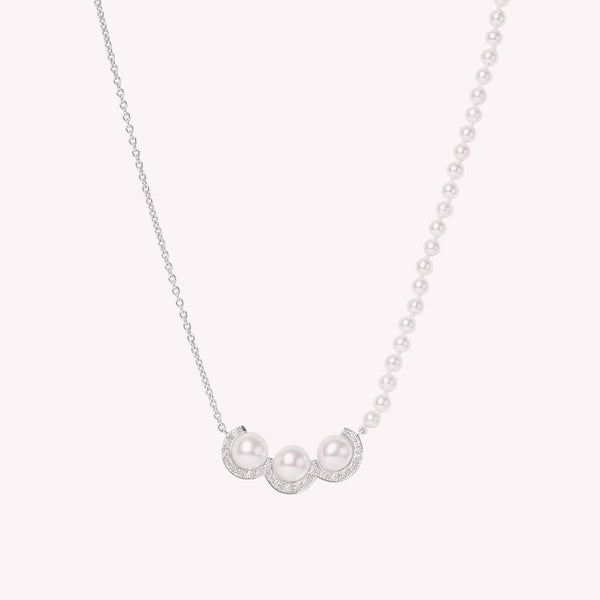La Réserve - Collier en or gris, diamants et perles de culture
