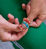 Charger l&#39;image dans la galerie, Coco Beach - Bague en or rose diamants et perles turquoises
