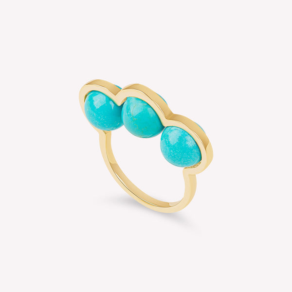 La Réserve - Bague en or jaune et perles turquoises