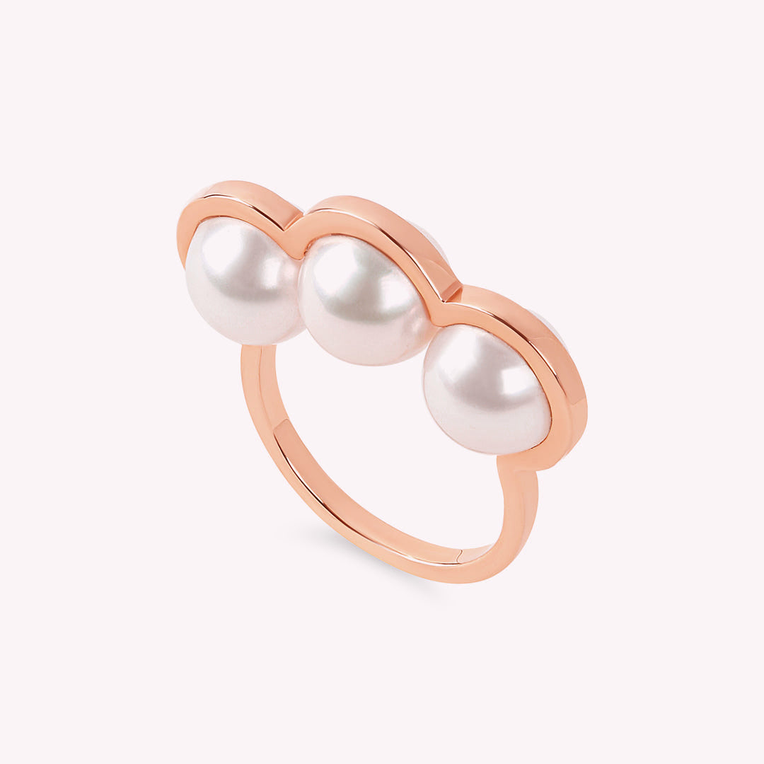 La Réserve - Bague en or jaune et perles blanches