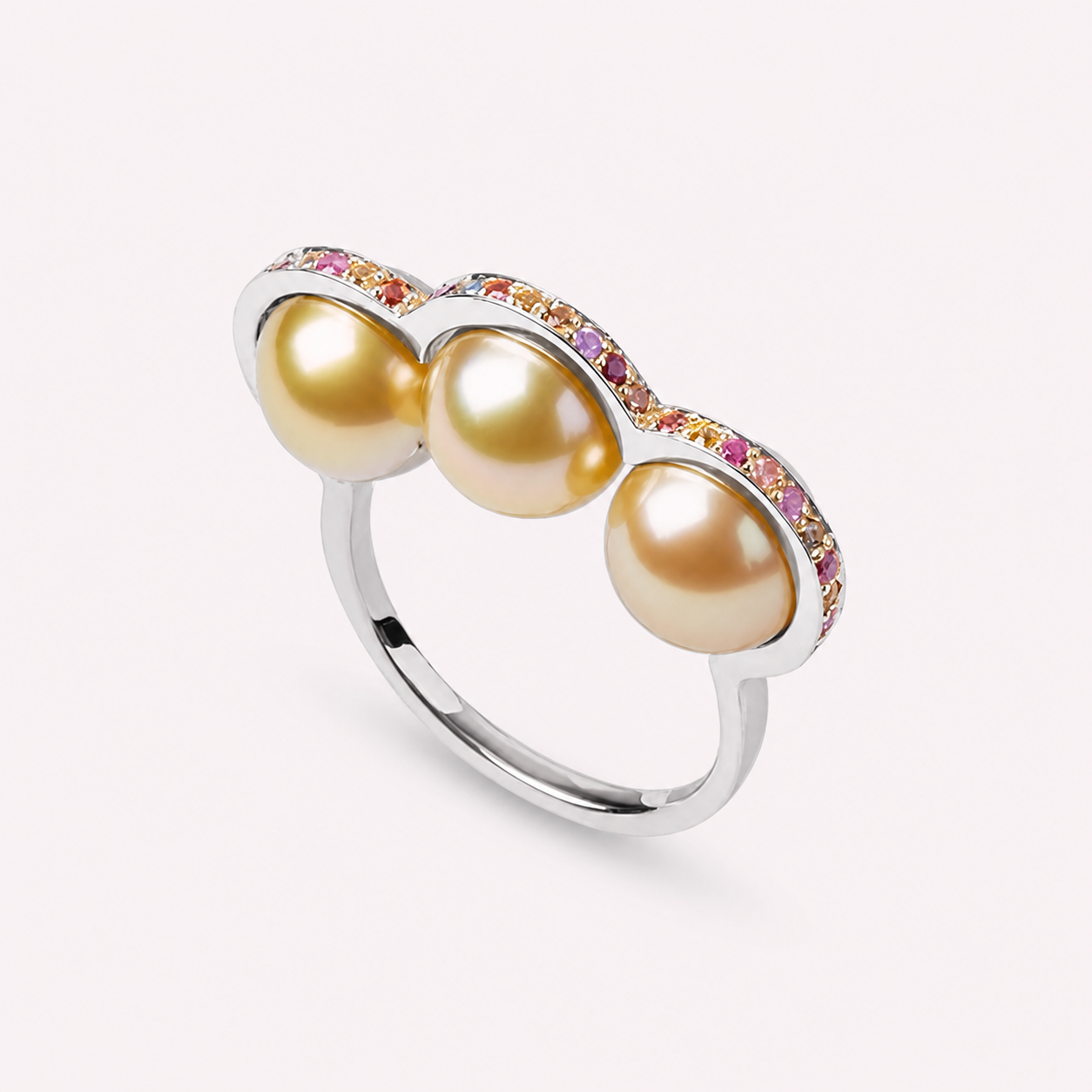 La Réserve - Bague en or jaune, saphirs multicolores et perles gold