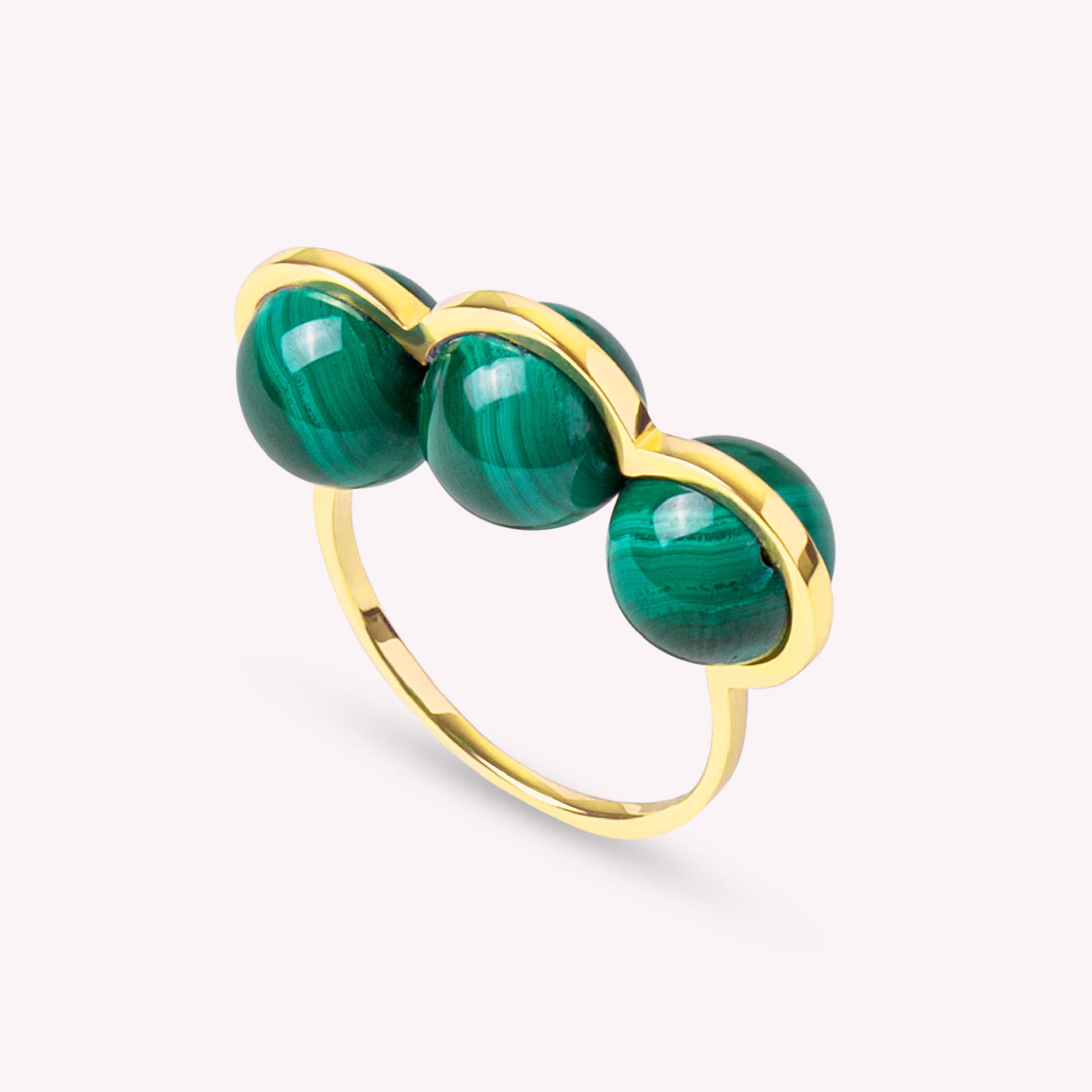 La Réserve - Bague en or rose et malachites