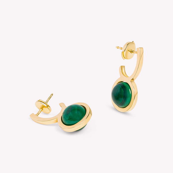 Le Plongeoir - Boucle d'oreille en or jaune et malachite - Vendue à l'unité
