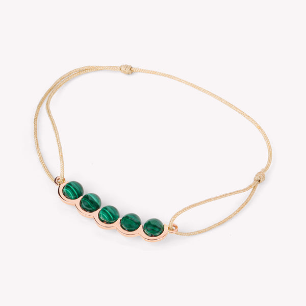 Coco Beach - Lien en or rose et malachites