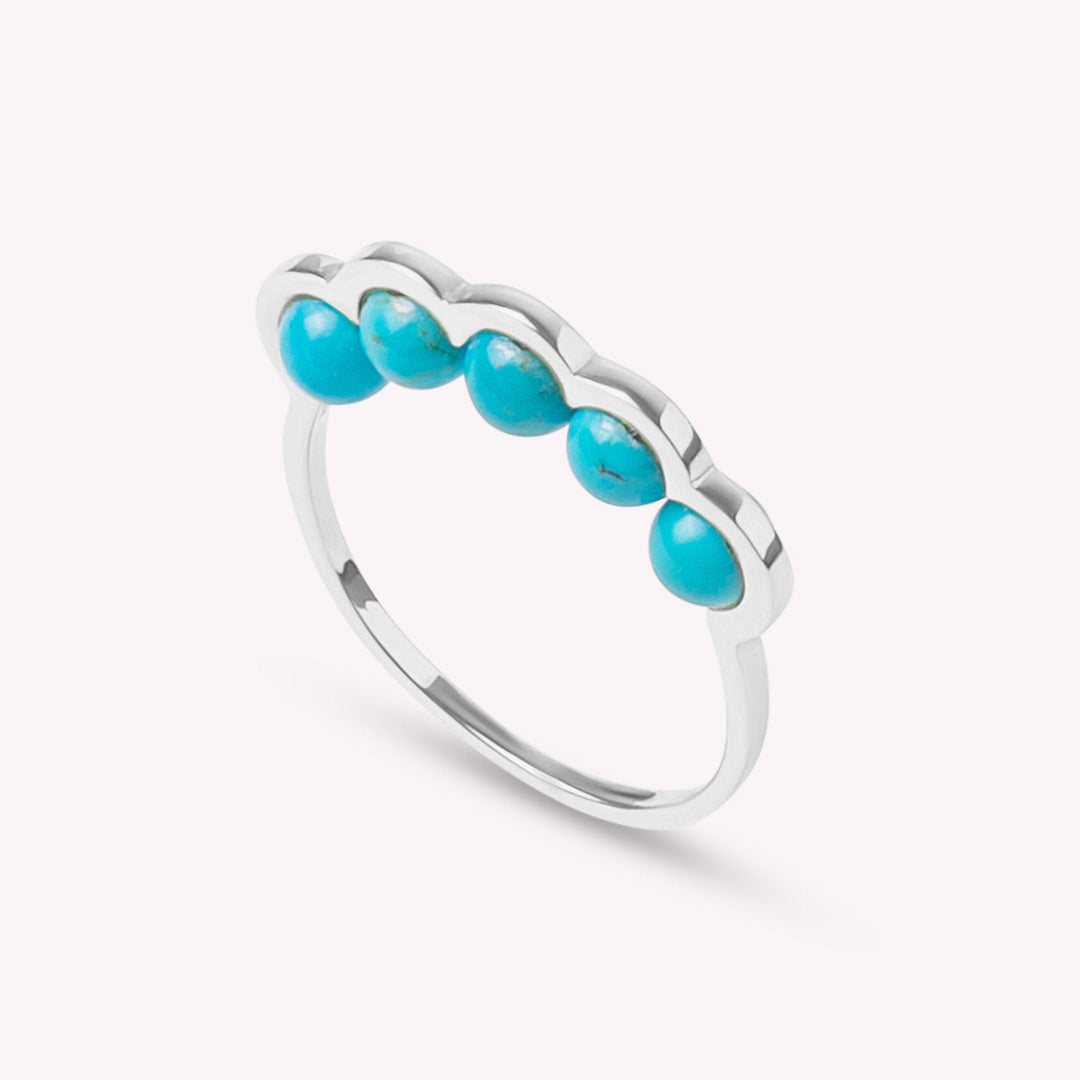 Coco Beach - Bague en or jaune et perles turquoise
