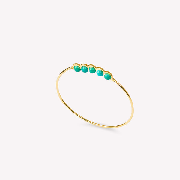 Coco Beach - Jonc en or jaune et perles turquoises